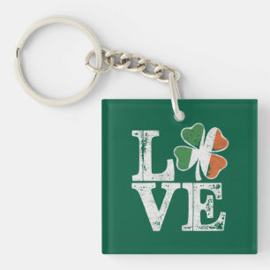 St Patricks Day Love Lucky Irish Shamrock Green Key Ring