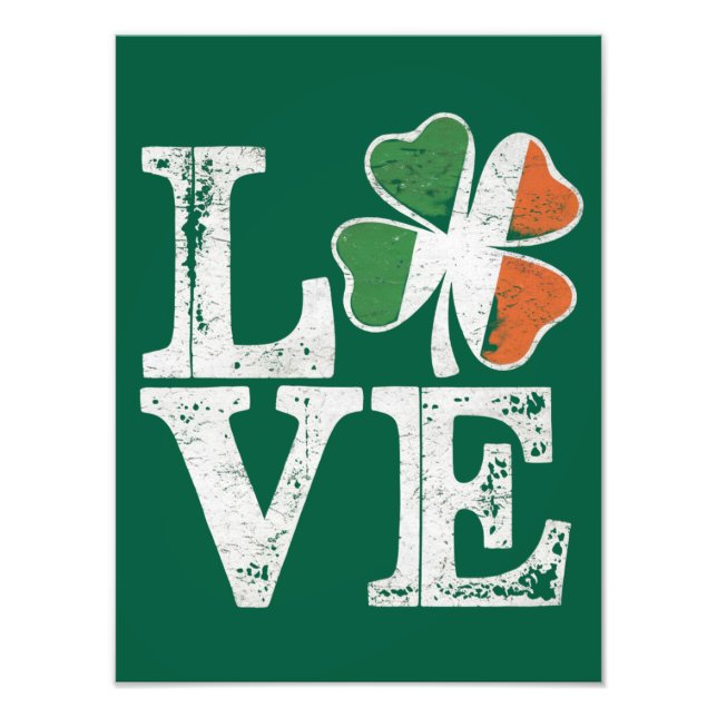 St Patricks Day Love Lucky Irish Shamrock Green  Photo Print (Front)
