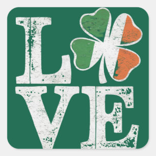 St Patricks Day Love Lucky Irish Shamrock Green  Square Sticker