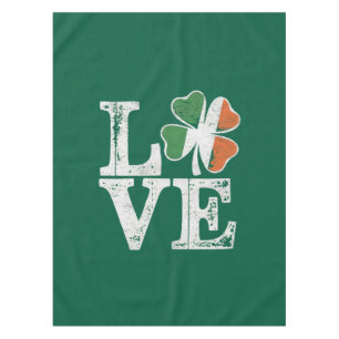 St Patricks Day Love Lucky Irish Shamrock Green Tablecloth