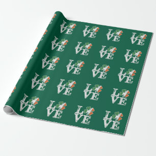 St Patricks Day Love Lucky Irish Shamrock Green  Wrapping Paper