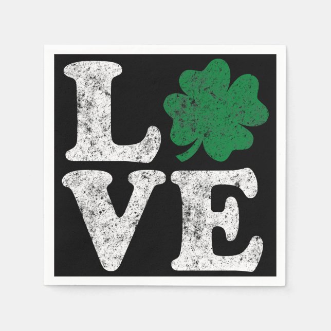 St Patrick's Day LOVE Shamrock Irish Napkin (Front)