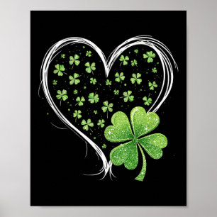 St Patricks Day Love With Heart And Shamrock Clove Poster