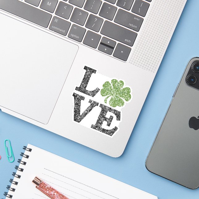 St Patricks Day LOVE with shamrock (Laptop w/ iPhone)