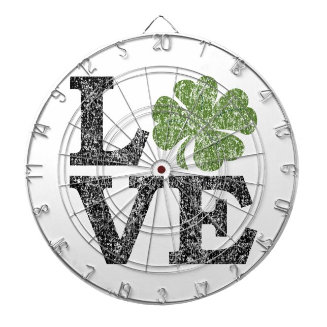 St Patricks Day LOVE with shamrock Dartboard (Front)