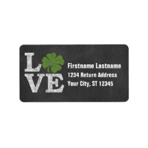 St Patricks Day LOVE with shamrock return address