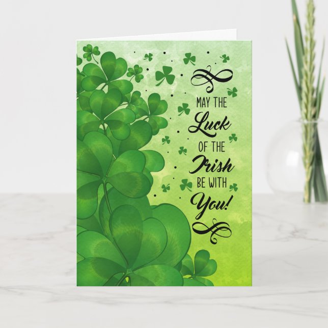 St. Patrick's Day Luck of the Irish Clover Holiday Card (Front)
