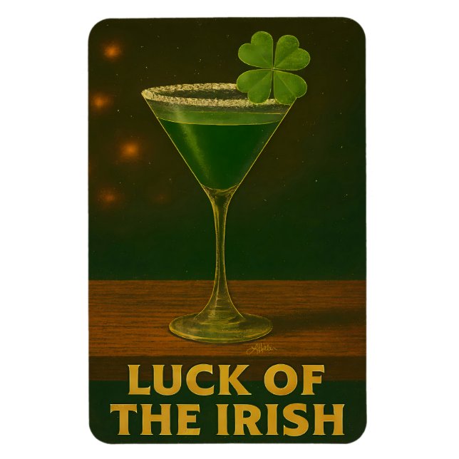 St. Patrick's Day Luck Of The Irish Clover Martini Magnet (Vertical)