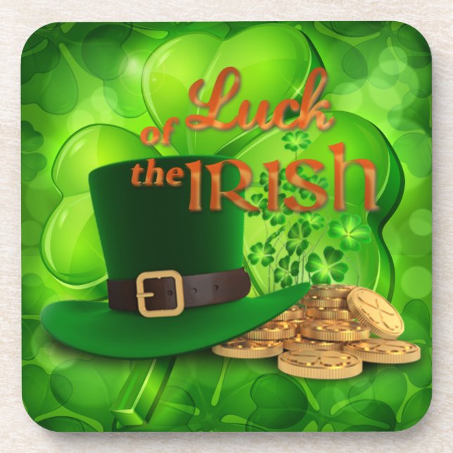 St. Patrick's Day "Luck of the Irish" Shamrock Coaster (Front)