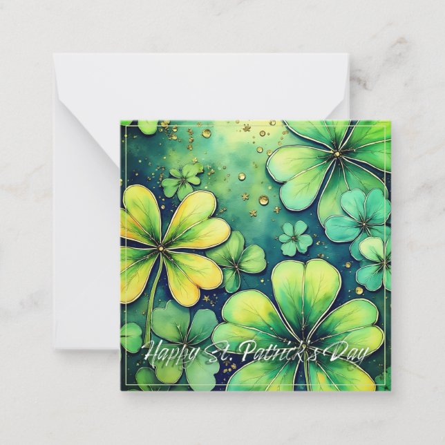 St. Patrick's Day Luck - Watercolor Shamrocks 🍀✨ Card (Front)