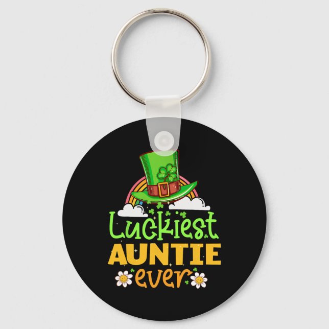 St Patricks Day Luckiest Auntie Ever Matching Fun  Key Ring (Front)