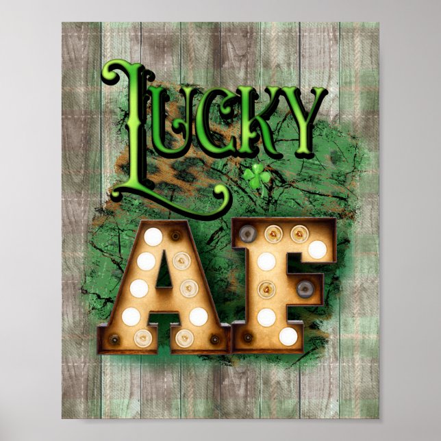 St. Patrick's Day Lucky AF Irish Marquee Lights Poster (Front)