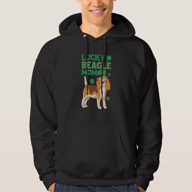 St Patrick's Day Lucky Beagle Mom Hoodie (Front)