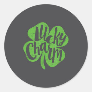 St. Patrick's Day Lucky Charm Shamrock 4 Leaf Clov Classic Round Sticker