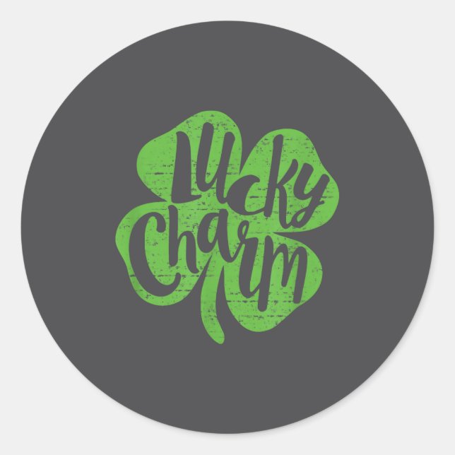 St. Patrick's Day Lucky Charm Shamrock 4 Leaf Clov Classic Round Sticker (Front)