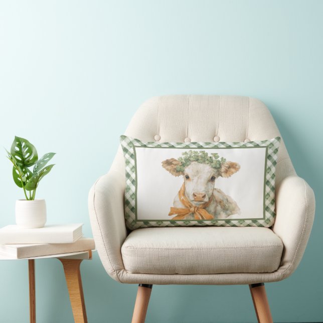  St Patrick's Day Lucky Clover Cow Lumbar Cushion (Chair)