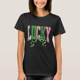 St Patricks Day Lucky Coquette Bow Shamrock Irish T-Shirt