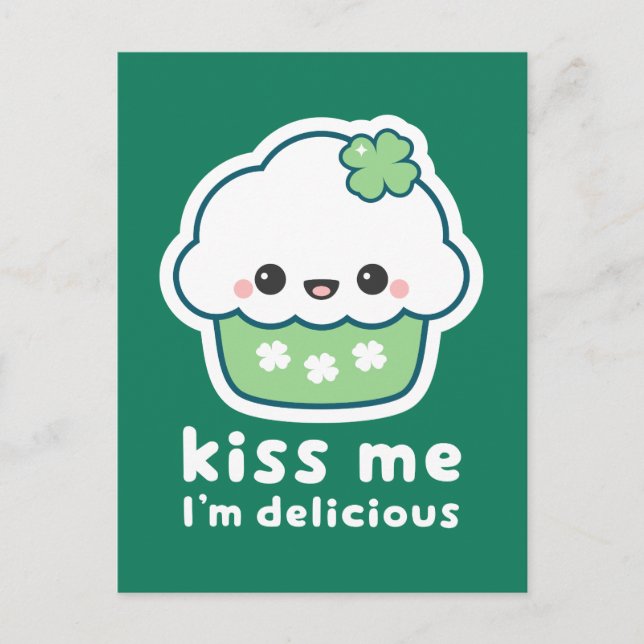 St Patrick's Day Lucky Cupcake Postcard (Front)