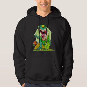 St Patrick's Day Lucky Dinosaur T Rex Glasses Iris Hoodie