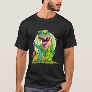 St Patrick's Day Lucky Dinosaur T Rex Glasses Iris T-Shirt