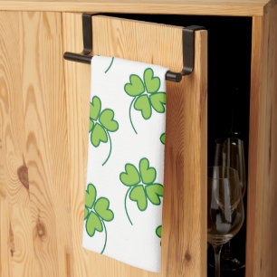 St Patricks Day Lucky Four Leaf Clover Tea Towel