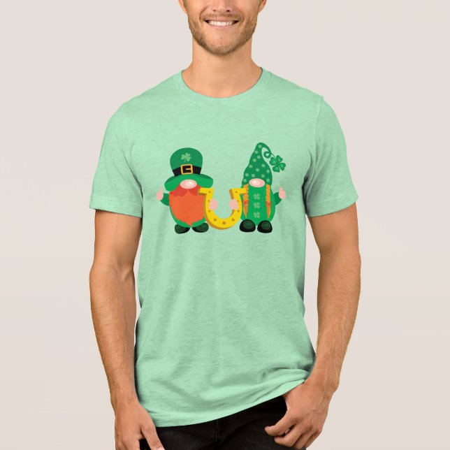 St. Patrick's Day Lucky Gnome Duo Tri-Blend Shirt (Front)