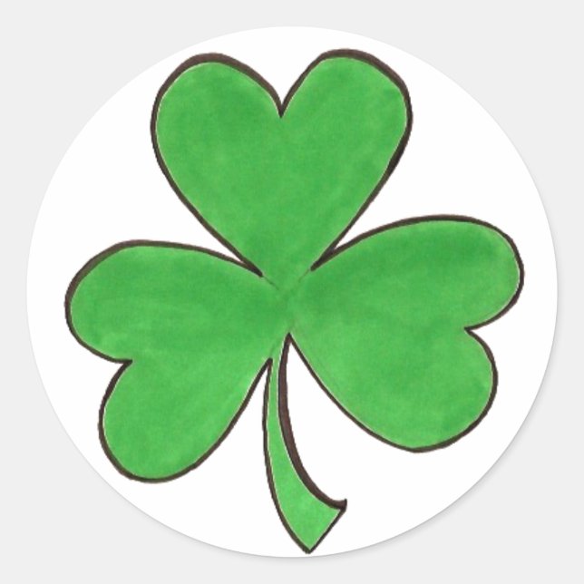 St. Patrick's Day Lucky Green Shamrock Clover Classic Round Sticker (Front)