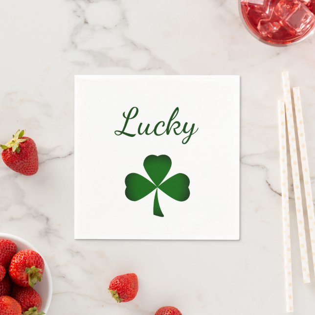 St. Patrick's Day Lucky Green Shamrock  Napkin (Insitu)