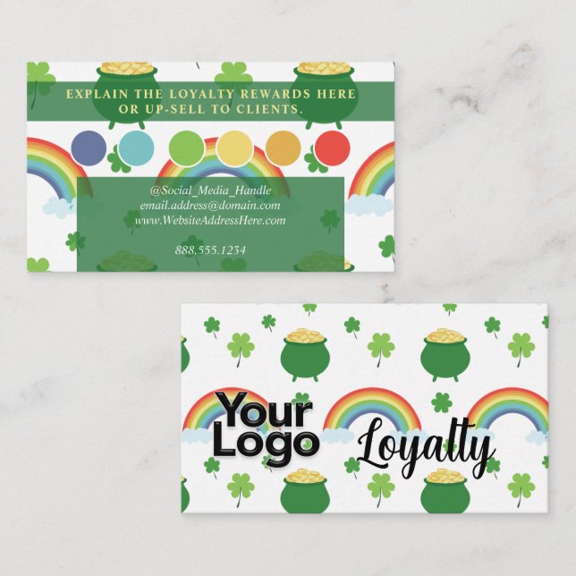 St Patricks Day Lucky Green Shamrock Rainbows  Enclosure Card (Front/Back)
