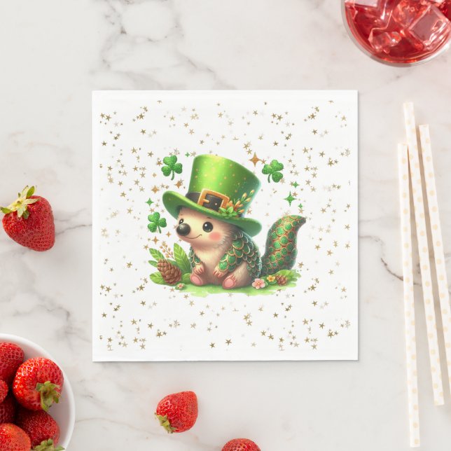 St. Patrick's Day Lucky Hedgehog Napkin (Insitu)