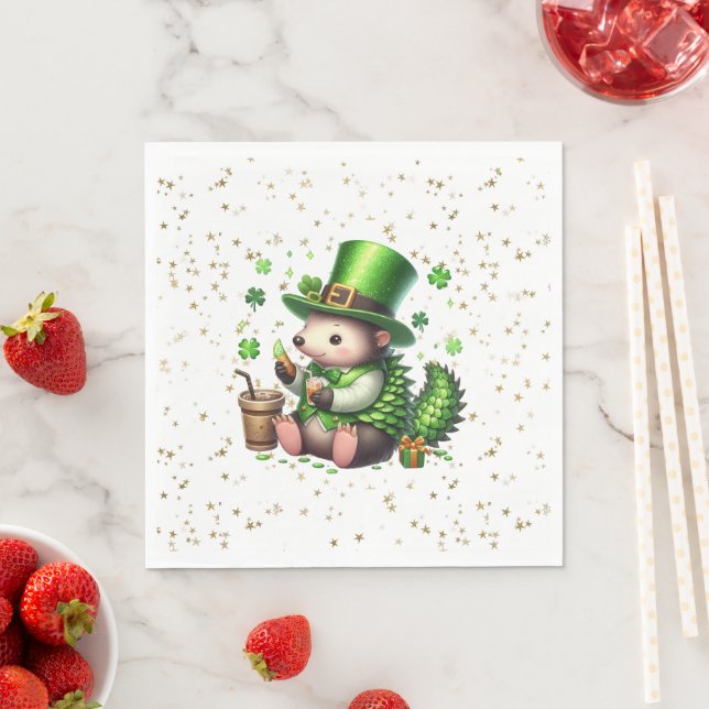 St. Patrick's Day Lucky Hedgehog Napkin (Insitu)