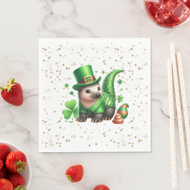 St. Patrick's Day Lucky Hedgehog Napkin (Insitu)