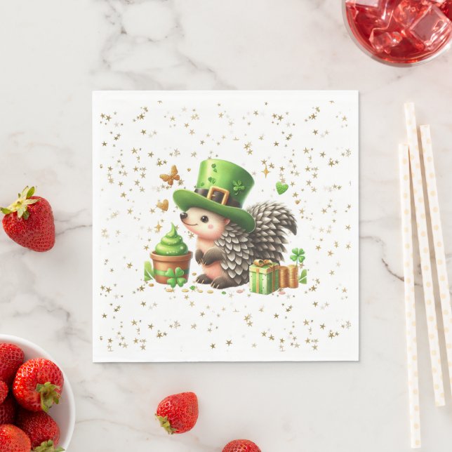 St. Patrick's Day Lucky Hedgehog Napkin (Insitu)