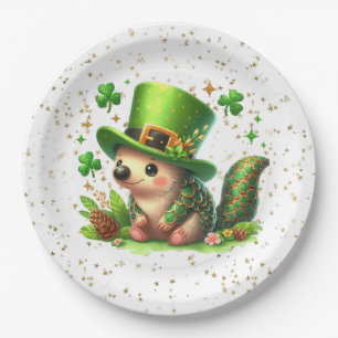 St. Patrick's Day Lucky Hedgehog Paper Plate
