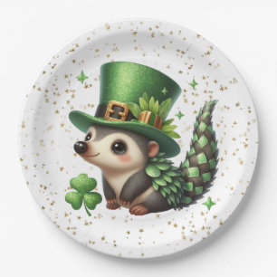 St. Patrick's Day Lucky Hedgehog Paper Plate