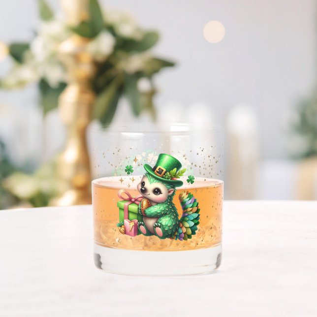 St. Patrick's Day Lucky Hedgehogs Whiskey Glass (Insitu (Wedding))