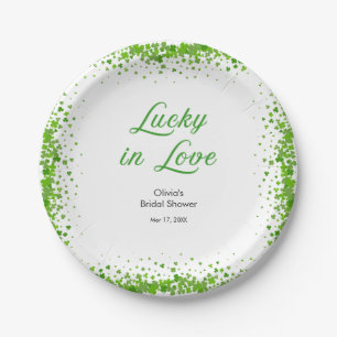 St Patrick's Day Lucky in Love Bridal Shower Paper Plate