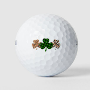 St Patricks Day Lucky Irish Green Plaid Shamrock  Golf Balls