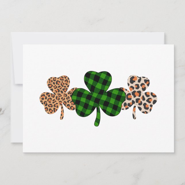 St Patricks Day Lucky Irish Green Plaid Shamrock  Invitation (Front)