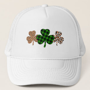 St Patricks Day Lucky Irish Green Plaid Shamrock  Trucker Hat