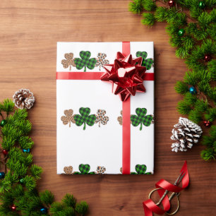 St Patricks Day Lucky Irish Green Plaid Shamrock  Wrapping Paper