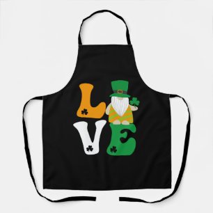 St Patricks Day Lucky Love Gnomes Shamrock Apron
