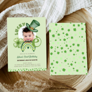 St. Patrick's Day Lucky One Shamrock 1st Birthday Invitation