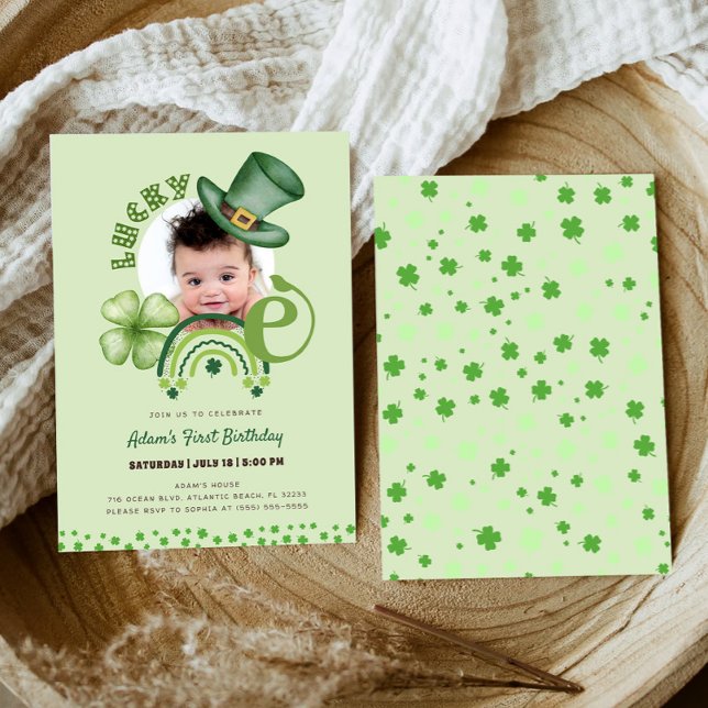 St. Patrick's Day Lucky One Shamrock 1st Birthday Invitation (Creator Uploaded)