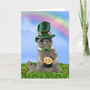 St Patrick's Day - Lucky Racoon Card