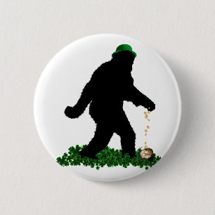 St Patrick's Day Lucky Sasquatch 6 Cm Round Badge