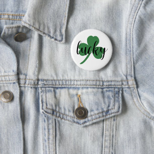 St. Patrick's day lucky, shamrock Button