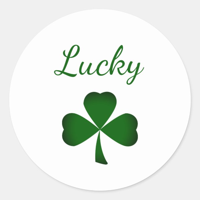 St. Patrick's Day Lucky Shamrock Classic Round Sticker (Front)