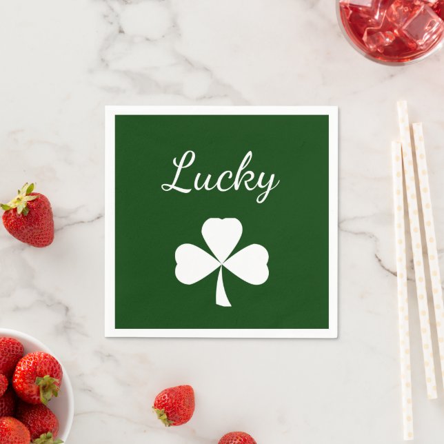 St. Patrick's Day Lucky Shamrock Green Napkin (Insitu)