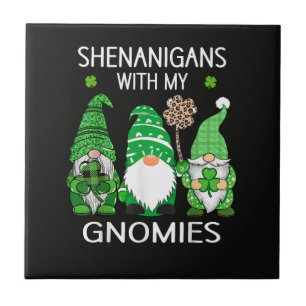 St Patricks Day Lucky Shamrock Leopard Ceramic Tile